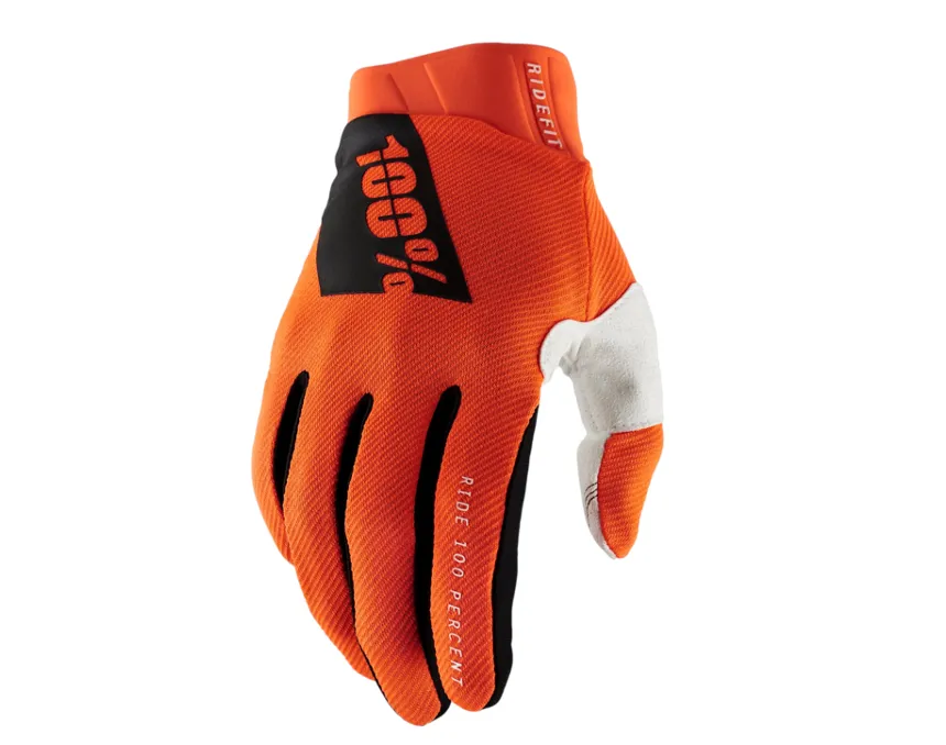 100% RideFit Fluo Orange Gloves