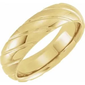 14K Yellow 6 mm Grooved Band Size 11