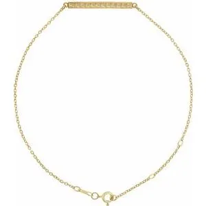 14K Yellow Patterned Bar Bracelet