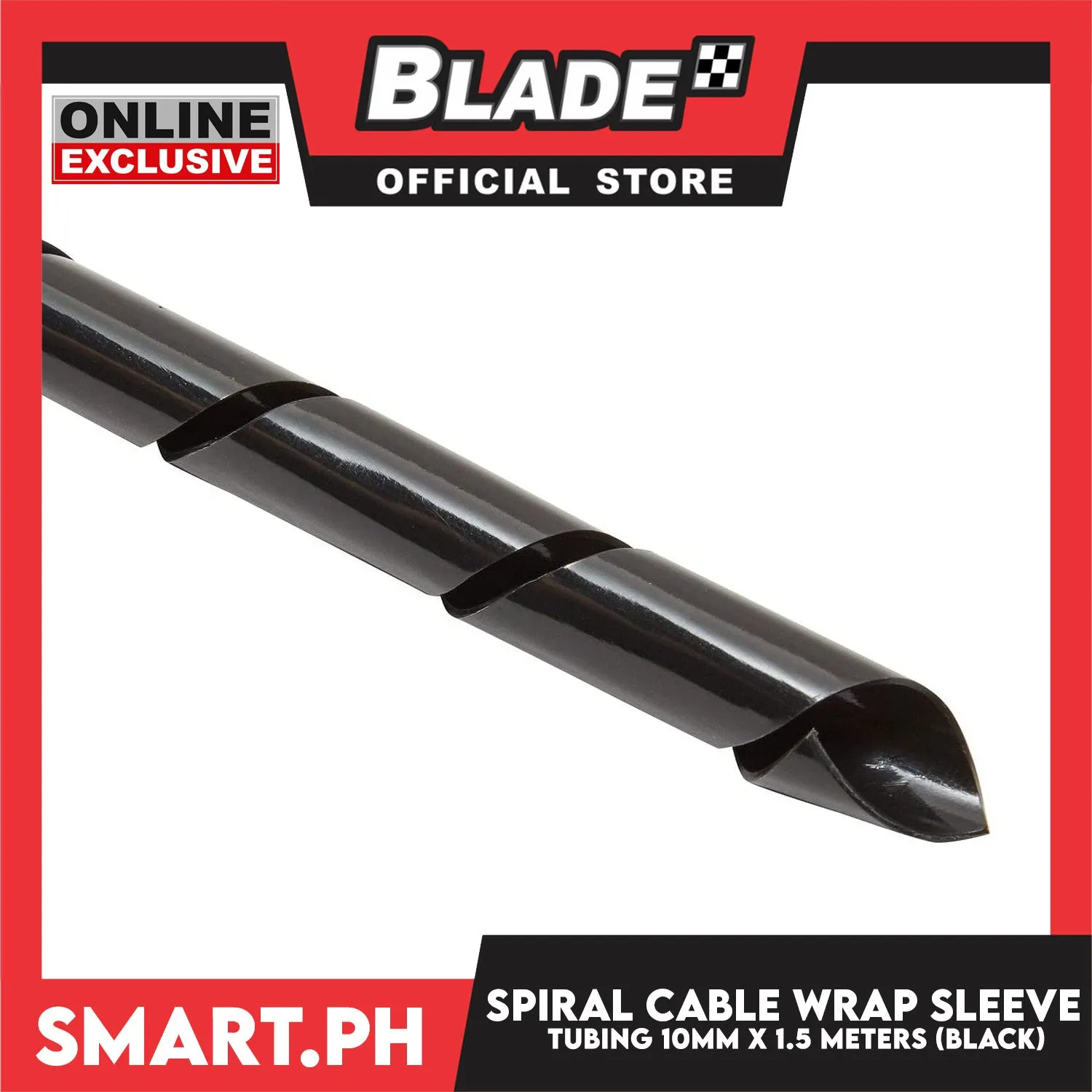 1.5m Cable Holder, Spiral Cable Wrap Sleeve Tubing 10mm (Black)