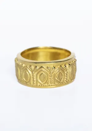 18K Gold Embossed Ring
