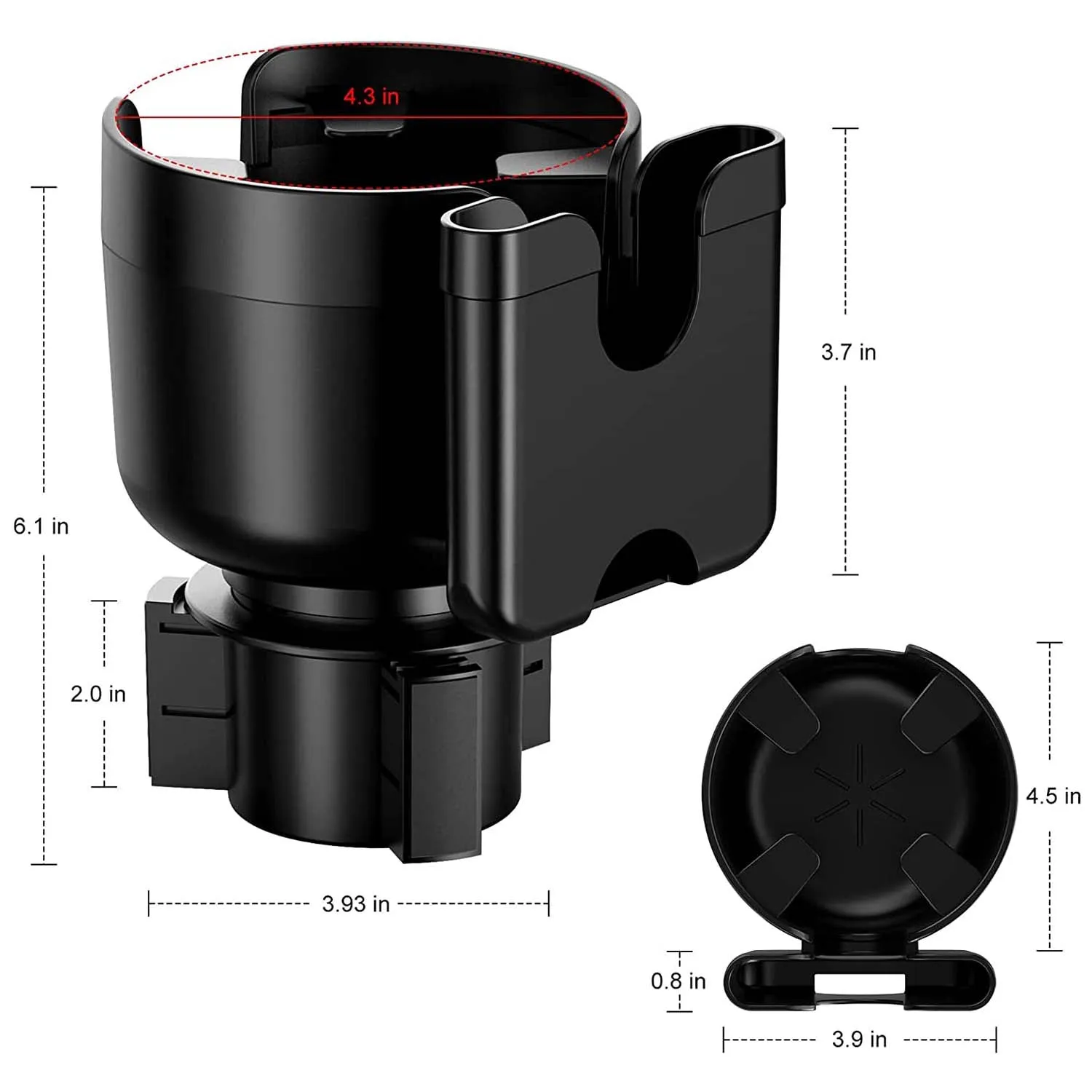 2-in-1 Car Cup Holder Expander Adapter with Adjustable Base, Custom Fit For Your Cars, Car Cup Holder Expander Organizer with Phone Holder, Fits 32/40 oz Drinks Bottles, Car Accessories CA15988