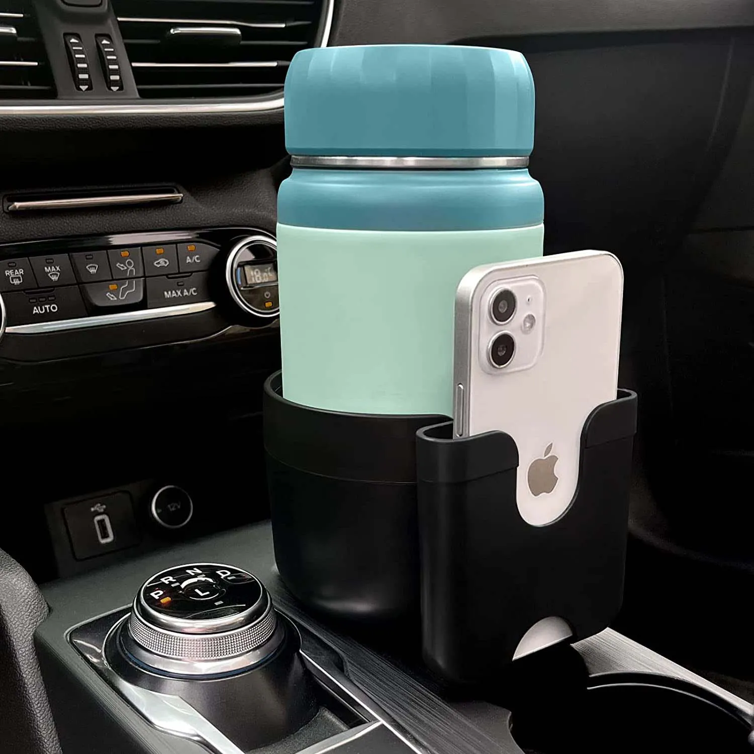 2-in-1 Car Cup Holder Expander Adapter with Adjustable Base, Custom Fit For Your Cars, Car Cup Holder Expander Organizer with Phone Holder, Fits 32/40 oz Drinks Bottles, Car Accessories CA15988