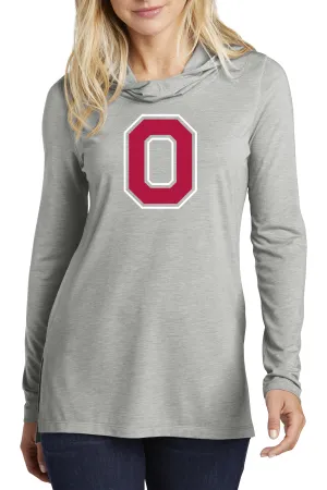2205 - Ohio State Ladies Block O Lightweight Hoodie/ Heather Grey