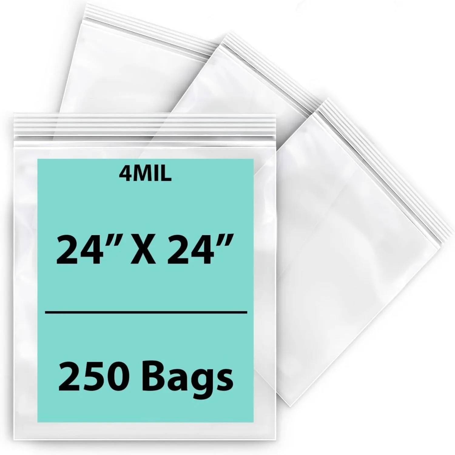 24X24 inches Reclosable Single Line Zipper Poly Bags 4 Mil (LDPE)