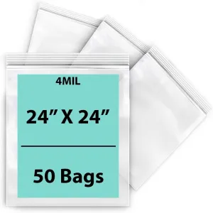 24X24 inches Reclosable Single Line Zipper Poly Bags 4 Mil (LDPE)