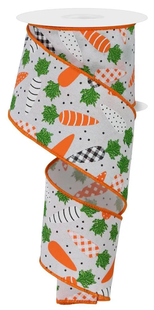2.5" Patterned Carrots/Faux Royal: White, Orange, Green (10 Yards) RGE112927