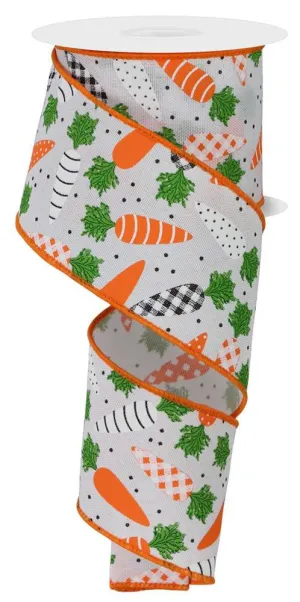 2.5" Patterned Carrots/Faux Royal: White, Orange, Green (10 Yards) RGE112927
