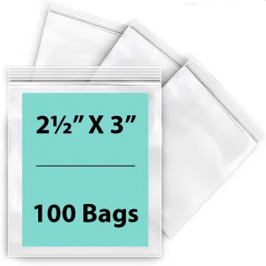 2.5X3 inches Reclosable Single Line Zipper Poly Bags 4 Mil (LDPE)