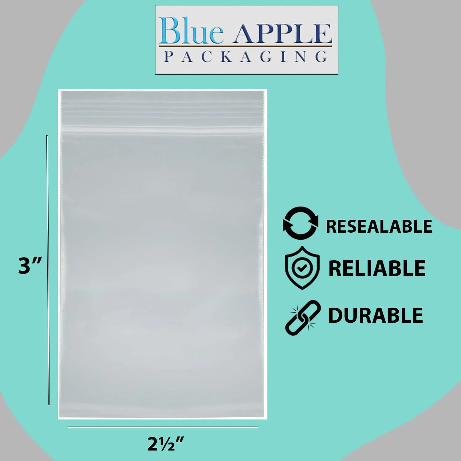 2.5X3 inches Reclosable Single Line Zipper Poly Bags 4 Mil (LDPE)