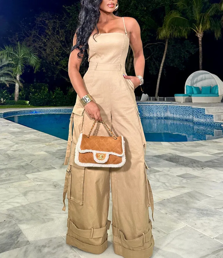 27066P - STRAP SHOULDER CARGO JUMPSUIT