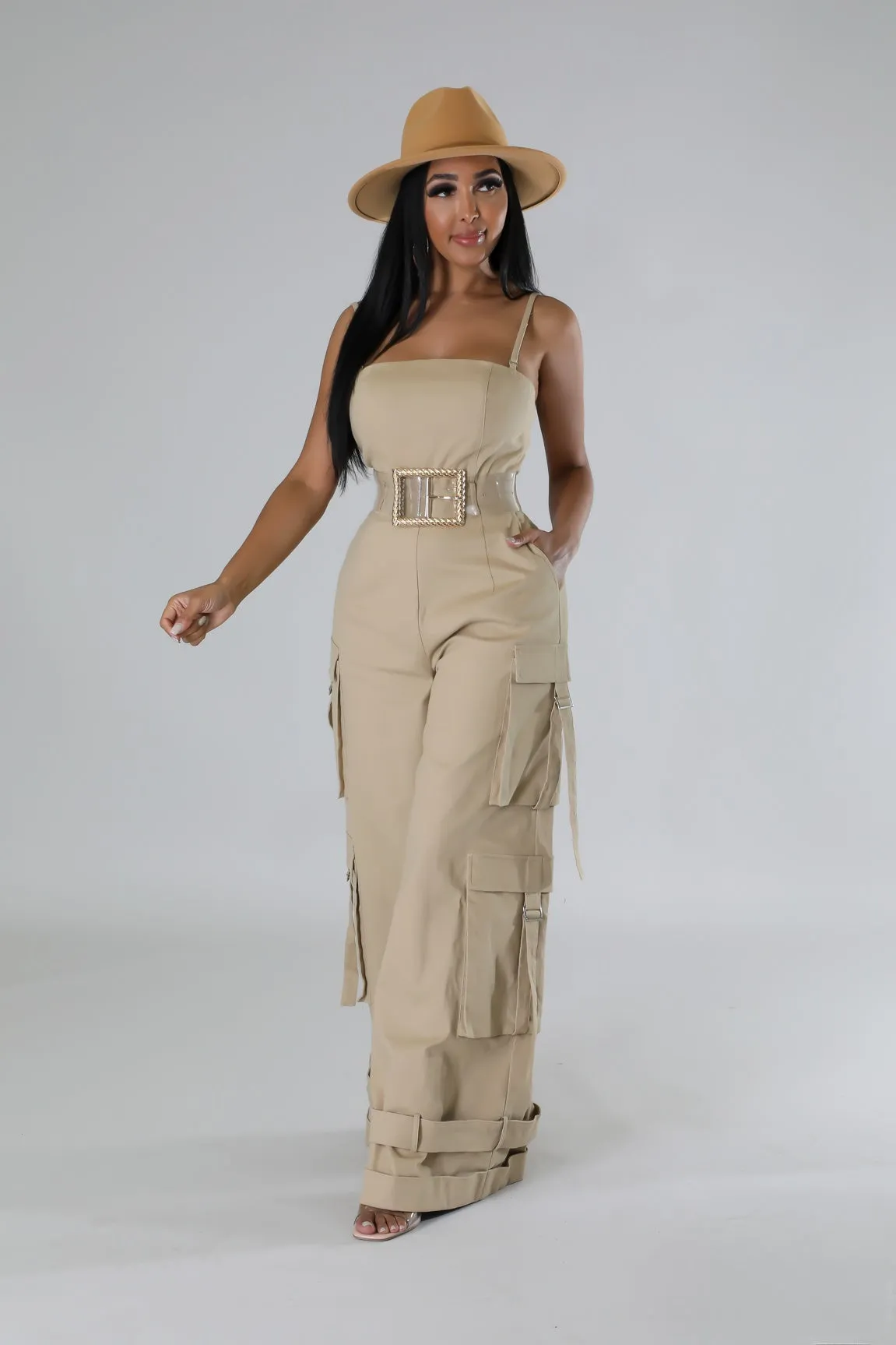 27066P - STRAP SHOULDER CARGO JUMPSUIT