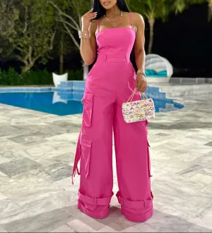 27066P - STRAP SHOULDER CARGO JUMPSUIT