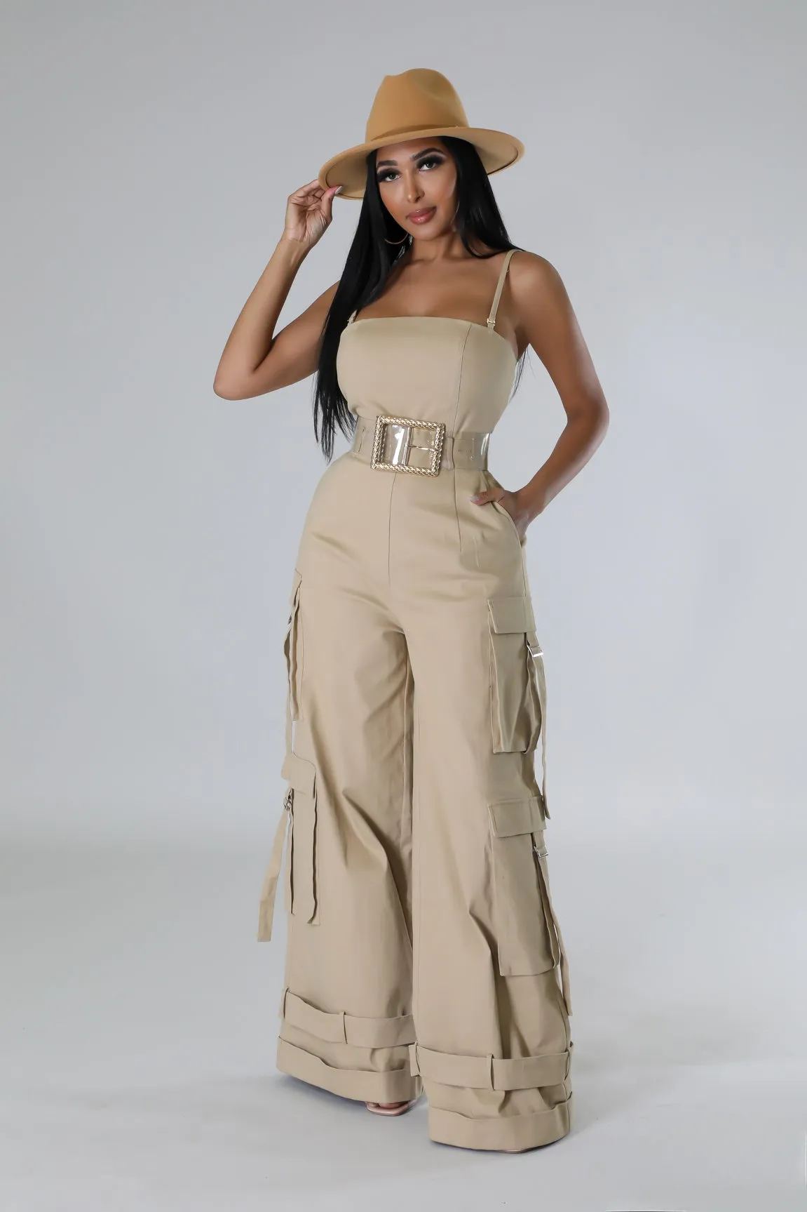 27066P - STRAP SHOULDER CARGO JUMPSUIT