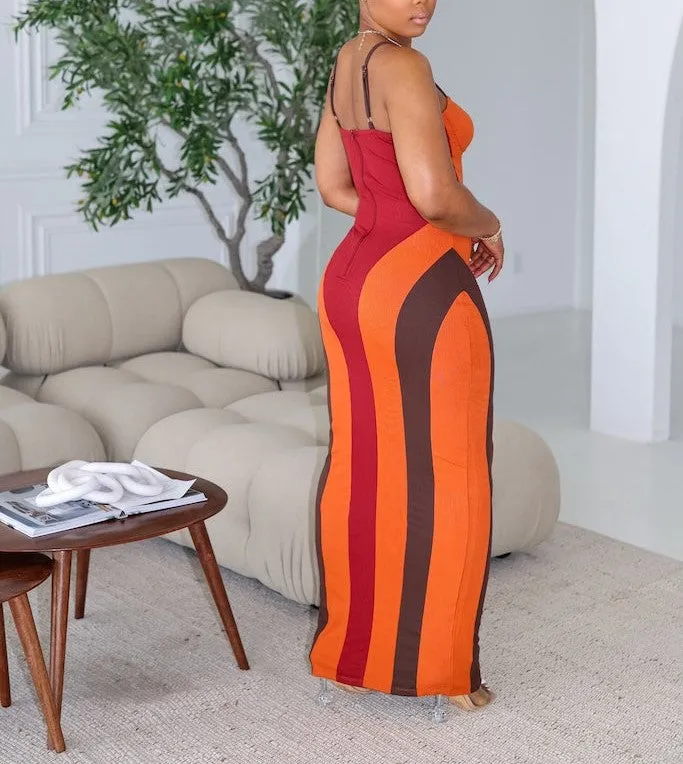 28389P- STRAP SHOULDER TUBE LONG DRESS