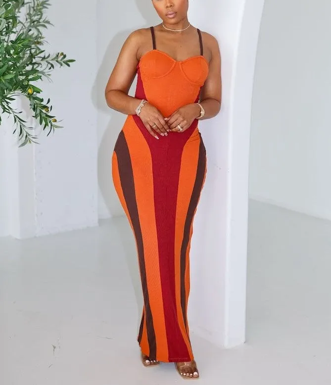 28389P- STRAP SHOULDER TUBE LONG DRESS