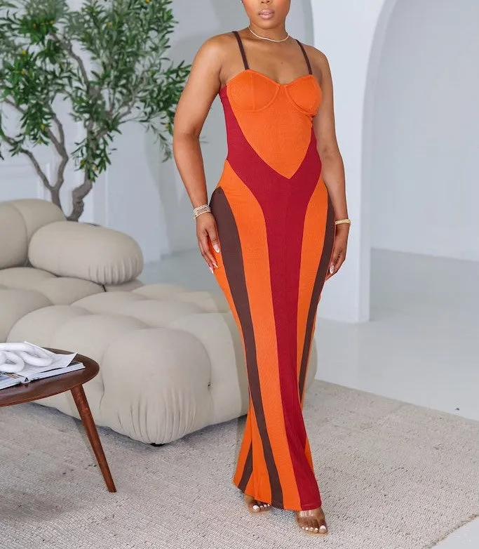 28389P- STRAP SHOULDER TUBE LONG DRESS