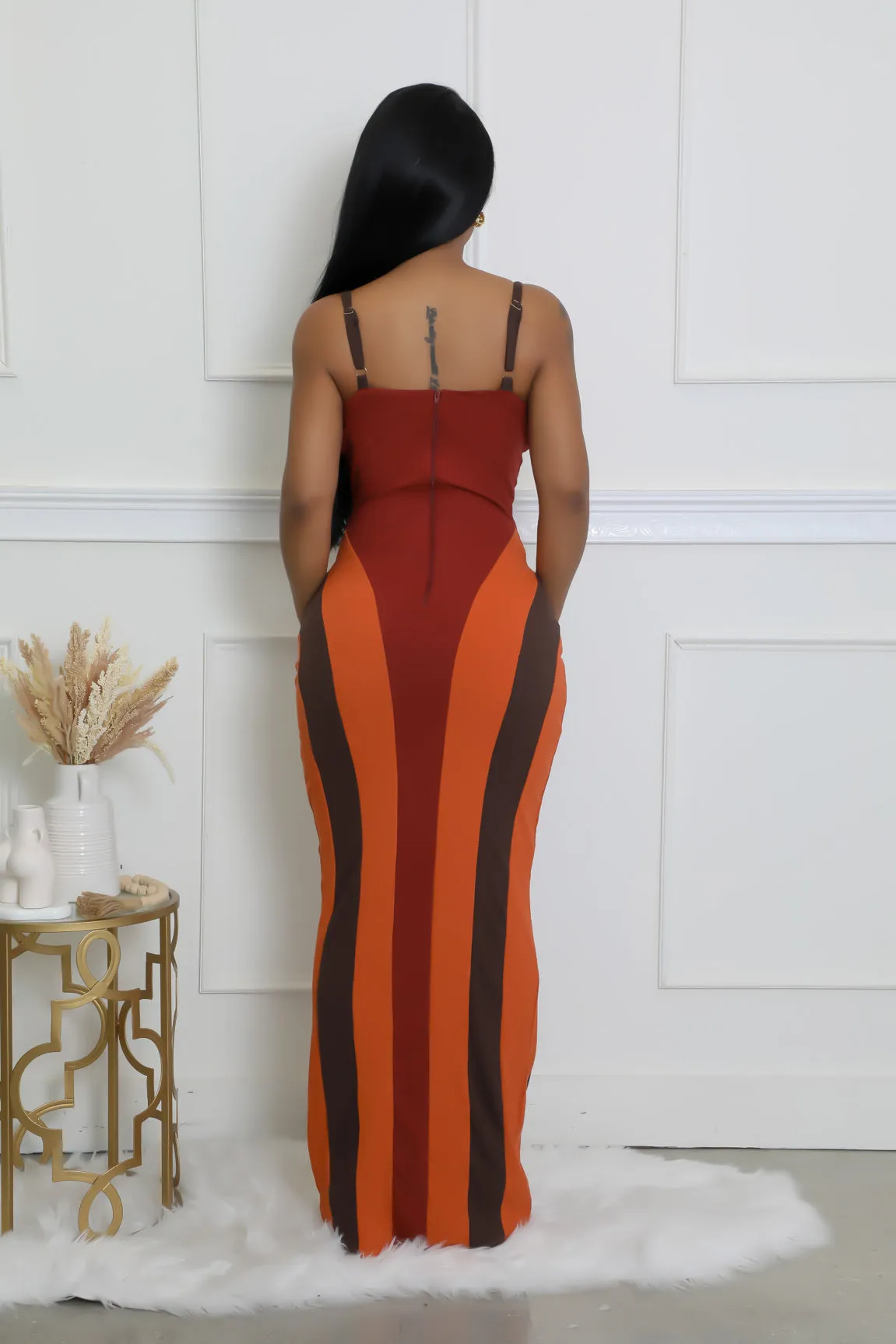 28389P- STRAP SHOULDER TUBE LONG DRESS