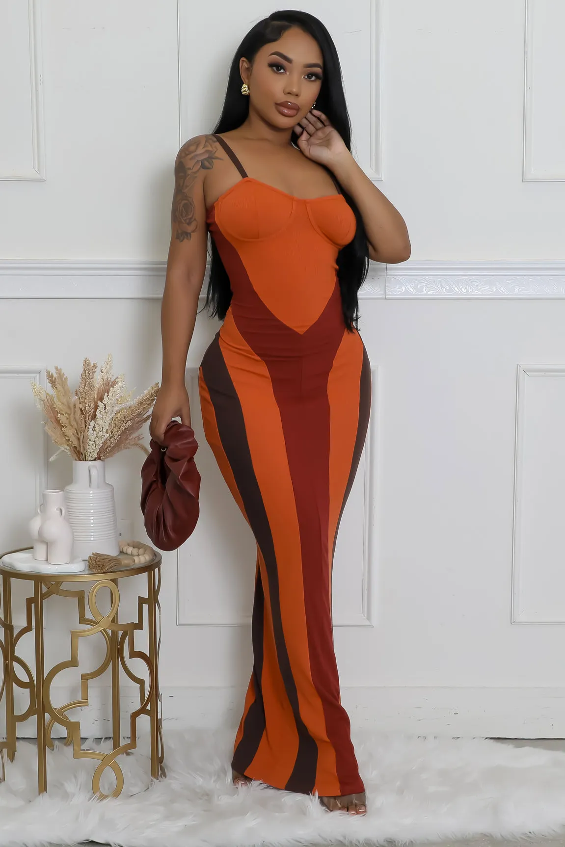 28389P- STRAP SHOULDER TUBE LONG DRESS