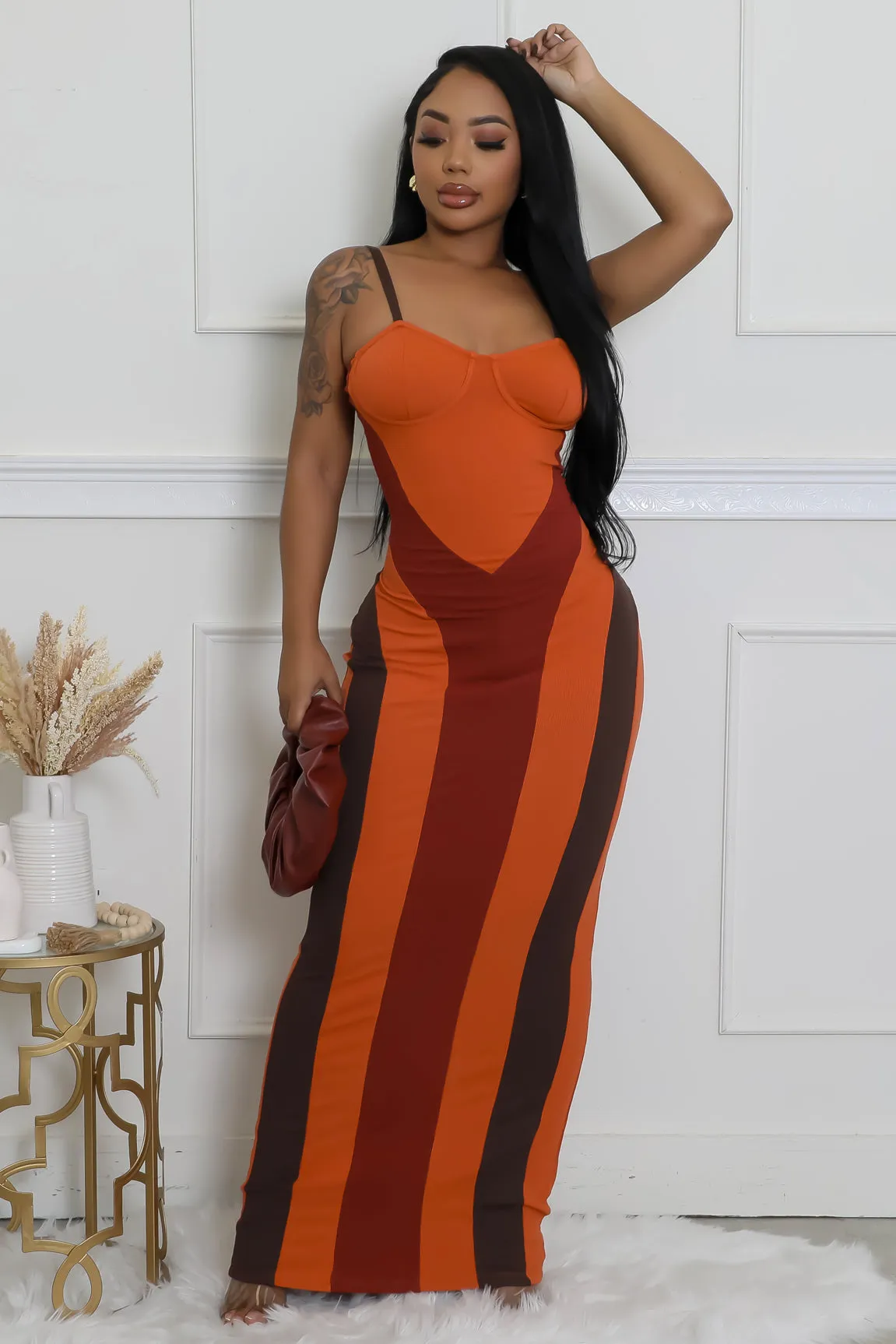 28389P- STRAP SHOULDER TUBE LONG DRESS