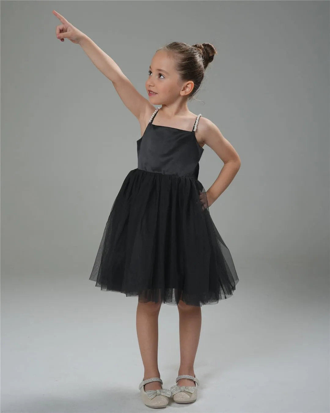 2Bunnies Girls' Pearl-Strap Sleeveless Bow Fit & Flare Dress