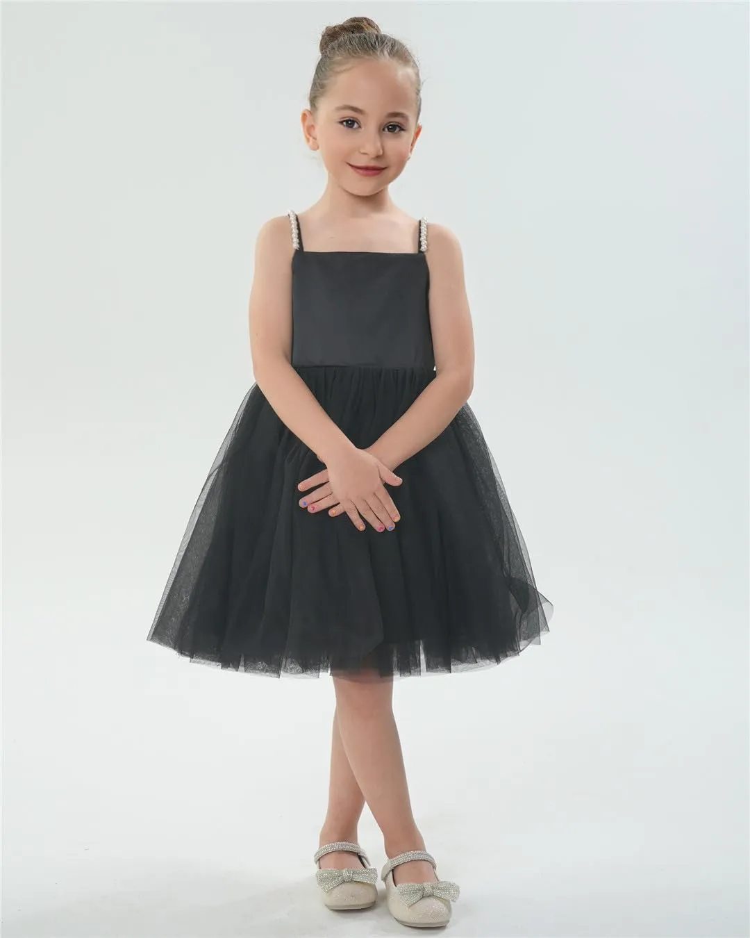 2Bunnies Girls' Pearl-Strap Sleeveless Bow Fit & Flare Dress