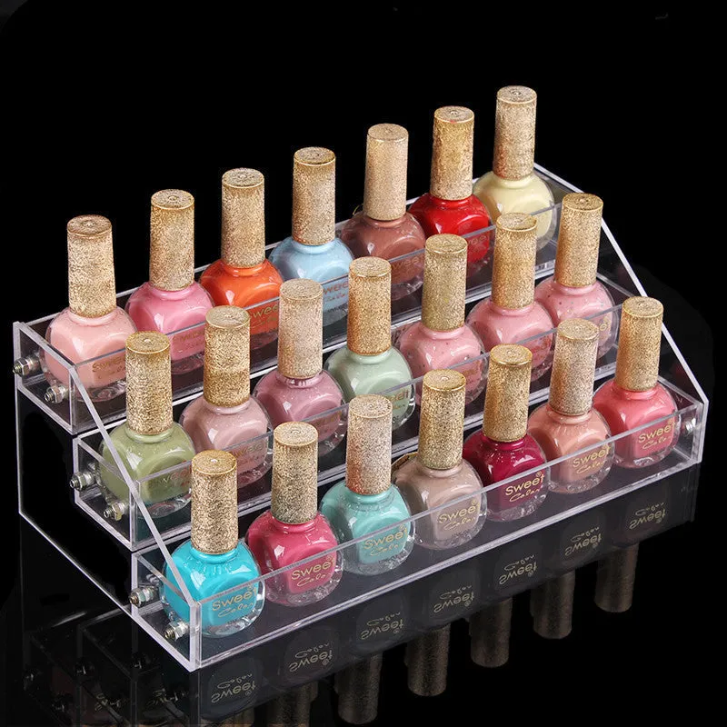 3 Layers Acrylic Nail Polish Display Stand Shelf Rack Makeup Organizer Boxes Cosmetics Storage Box Cosmetic Holder Organizer