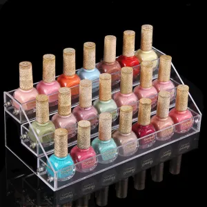 3 Layers Acrylic Nail Polish Display Stand Shelf Rack Makeup Organizer Boxes Cosmetics Storage Box Cosmetic Holder Organizer