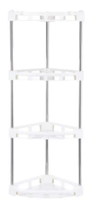 4-Tier Corner Storage Organizer Shelf I Best Kitchen Spice Rack, Makeup/Cosmetics Counter Organizing Stand, Bathroom Organizer (Off White) (4-Tier)
