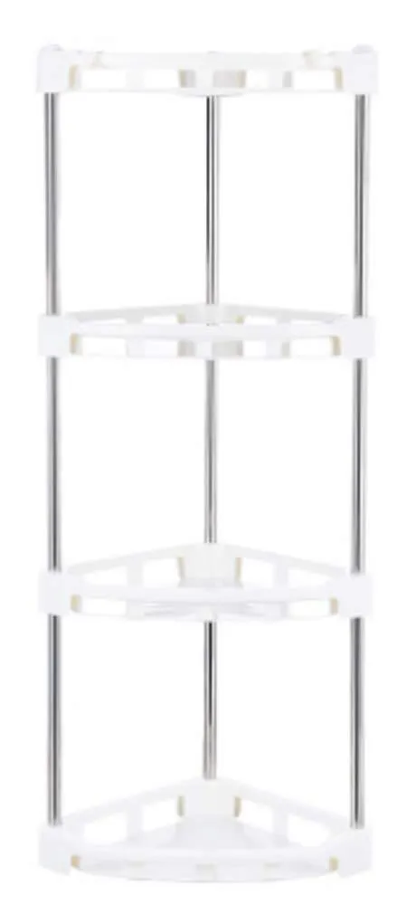 4-Tier Corner Storage Organizer Shelf I Best Kitchen Spice Rack, Makeup/Cosmetics Counter Organizing Stand, Bathroom Organizer (Off White) (4-Tier)