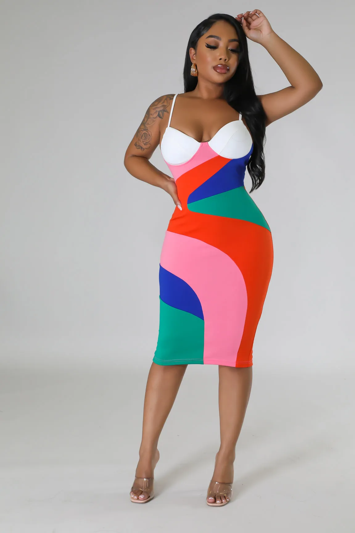 40057P - STRAP SHOULDER TUBE MIDI DRESS (4PCS)