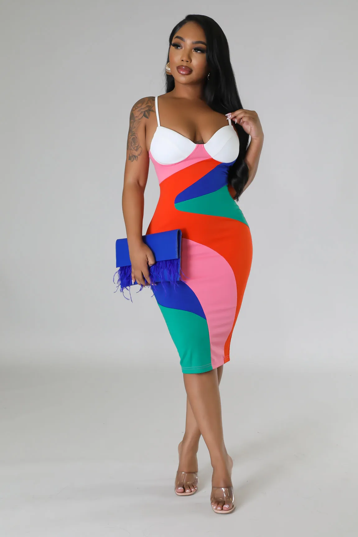 40057P - STRAP SHOULDER TUBE MIDI DRESS (4PCS)