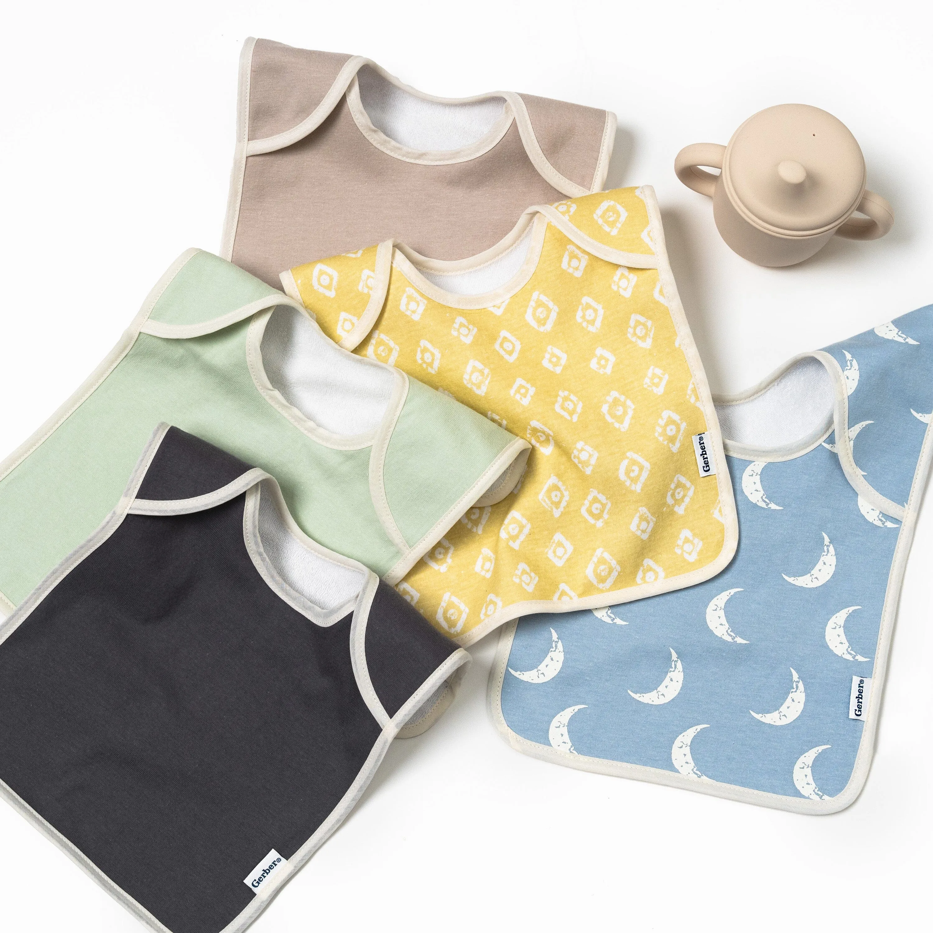 8-Pack Baby Girls Bunny Floral Jersey Lap Shoulder Bibs