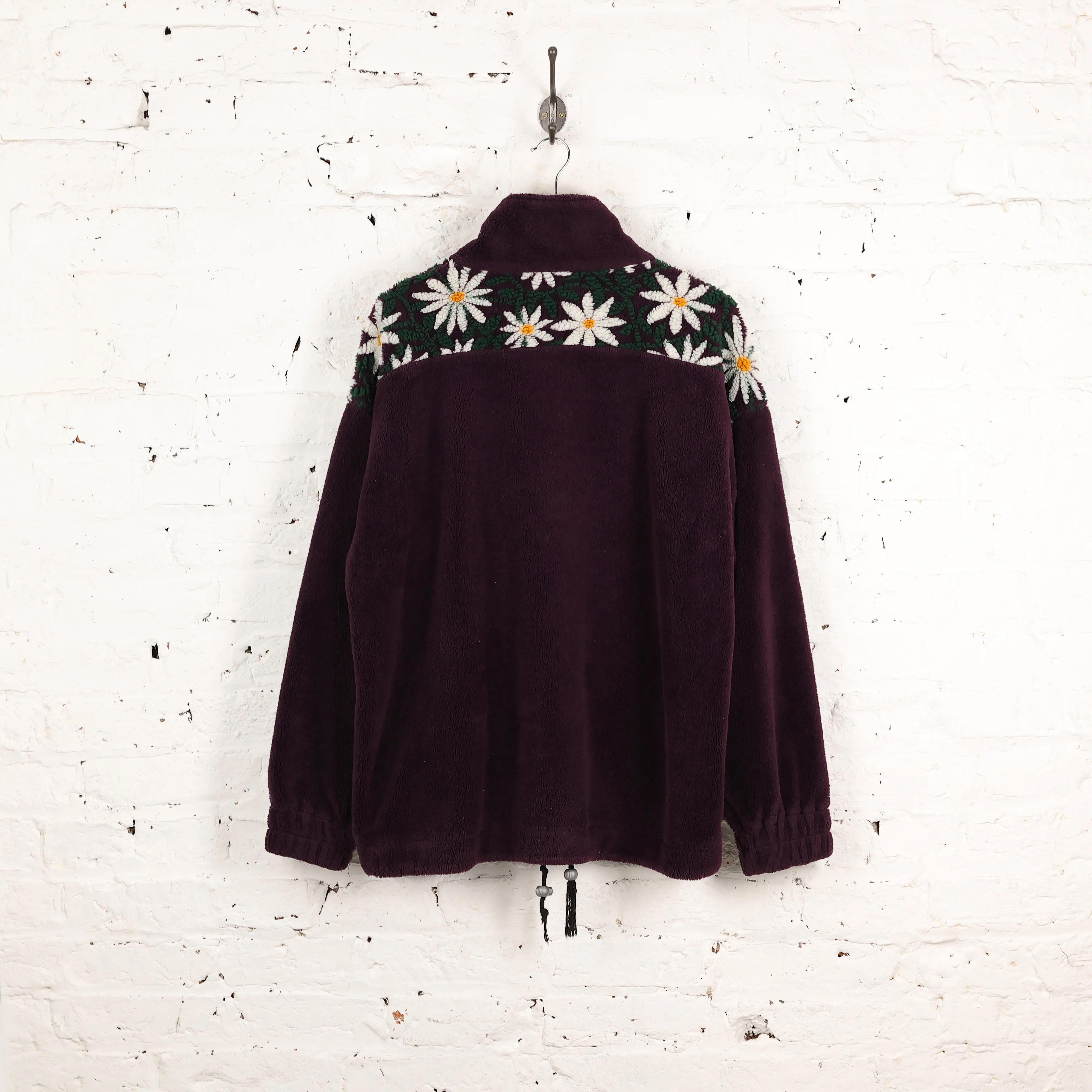 90s Daisy's 1/4 Zip Pattern Fleece - Purple - L