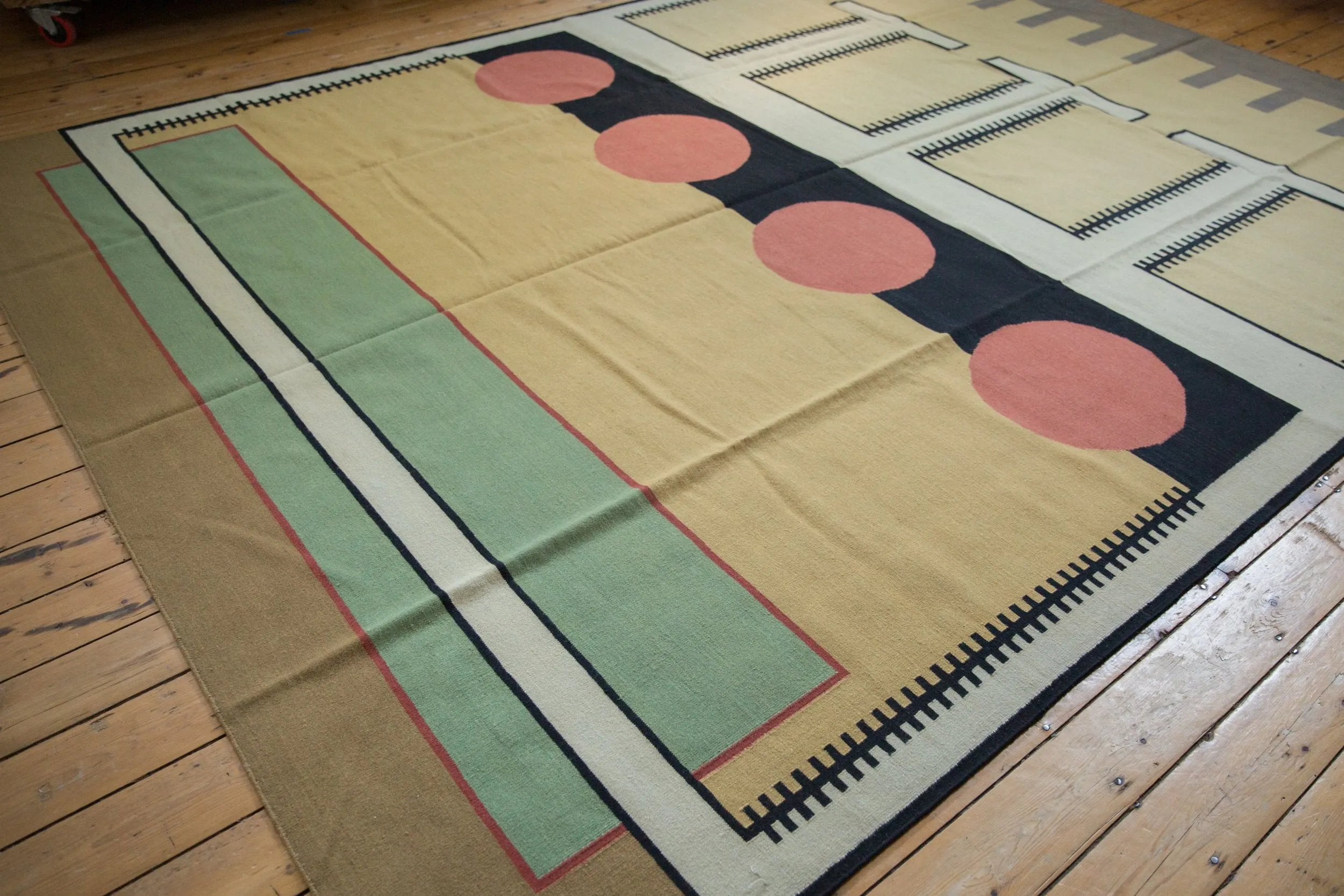 9.5x12 Vintage Contemporary Kilim Carpet