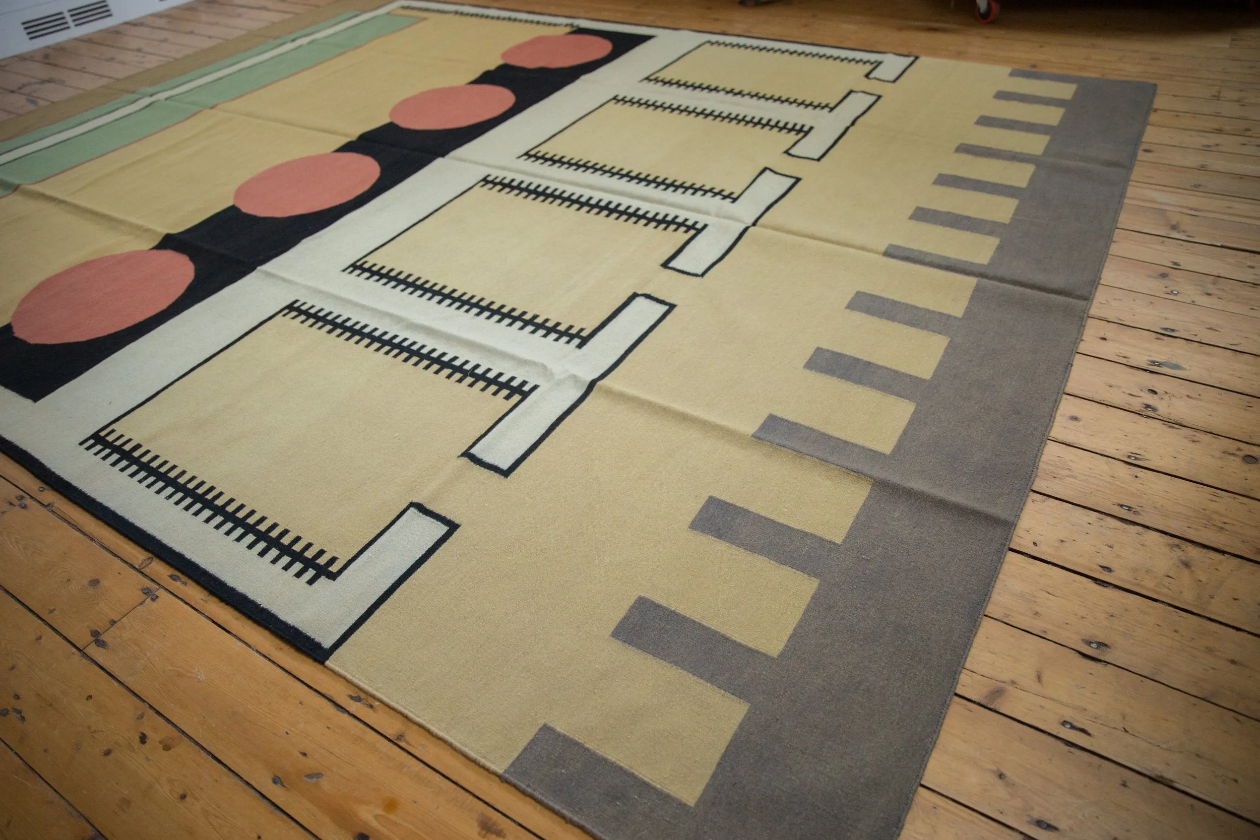 9.5x12 Vintage Contemporary Kilim Carpet