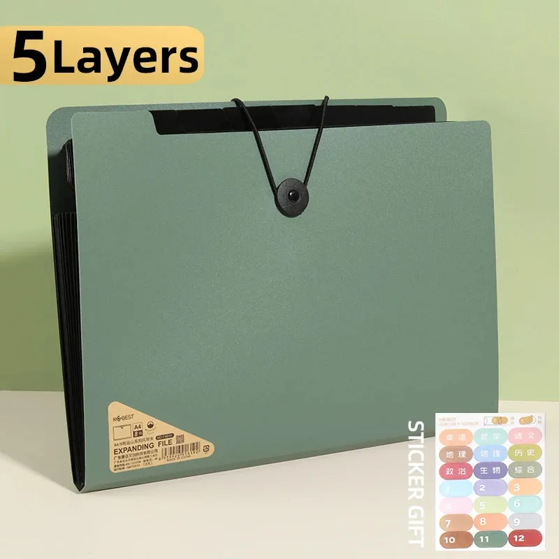 A4 File Folder Storage Bag - Multi-Layered Organizer for School and Office Supplies
