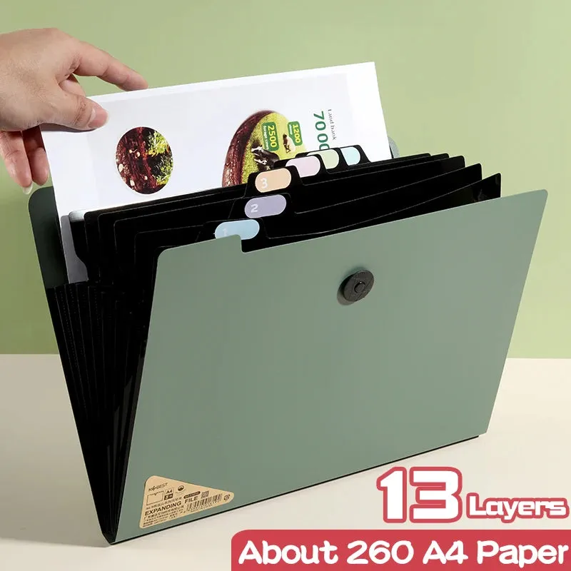 A4 File Folder Storage Bag - Multi-Layered Organizer for School and Office Supplies