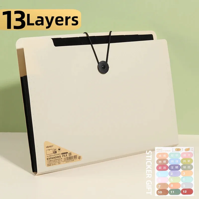 A4 File Folder Storage Bag - Multi-Layered Organizer for School and Office Supplies