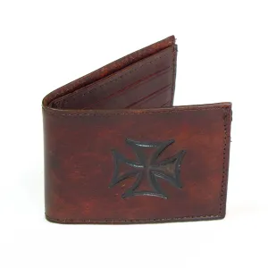 AB330-137  Antique Finish Slim Billfold- Iron Cross