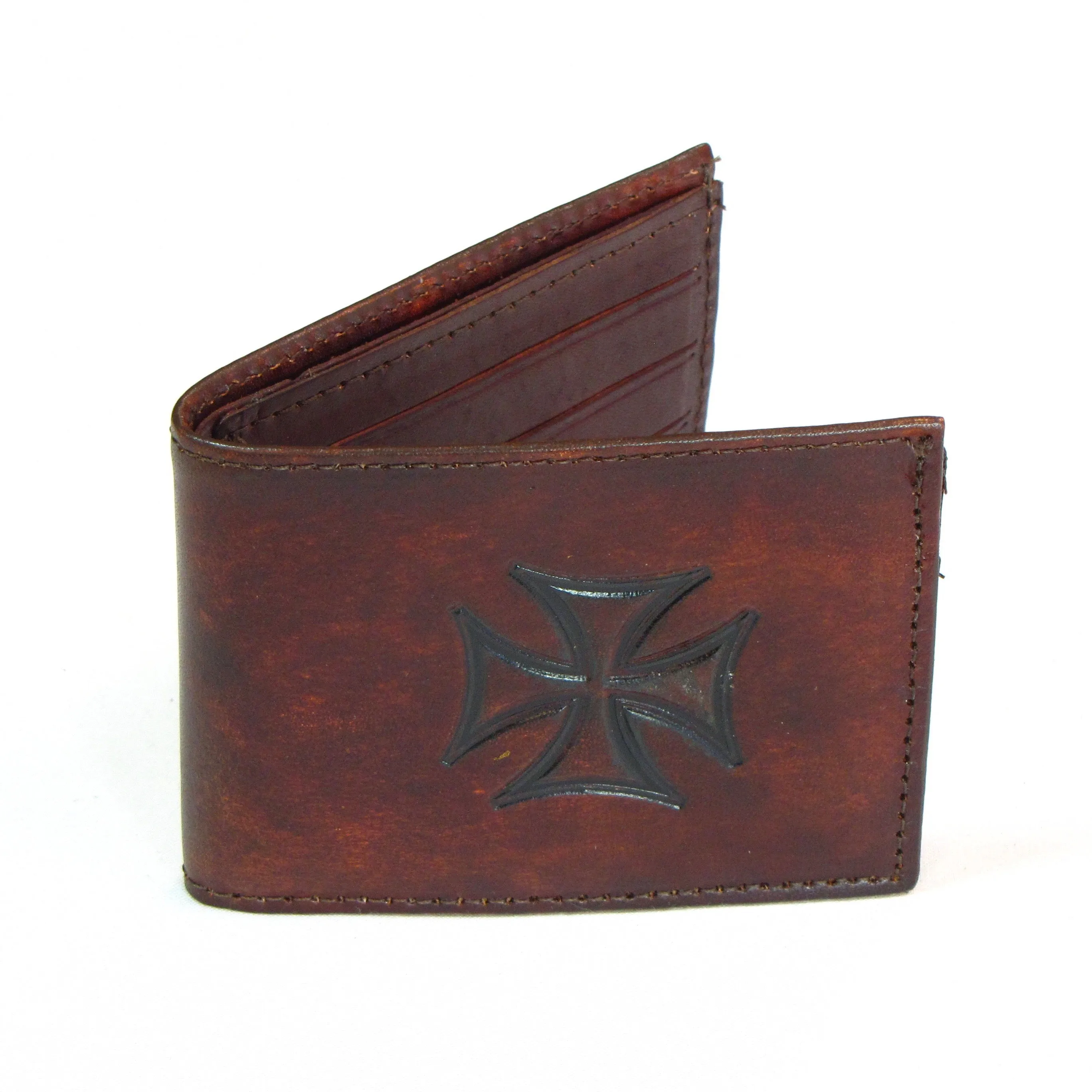 AB330-137  Antique Finish Slim Billfold- Iron Cross