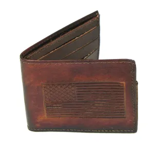 AB330-162  Antique Finish Slim Billfold -US Flag