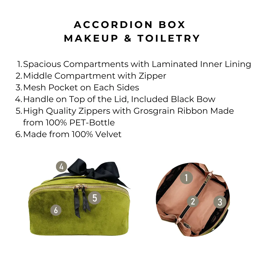 Accordion Box Makeup & Toiletry - Green Velvet