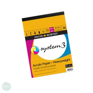 ACRYLIC PAPER PAD - Daler Rowney -  System3 Heavyweight - 360gsm - A4