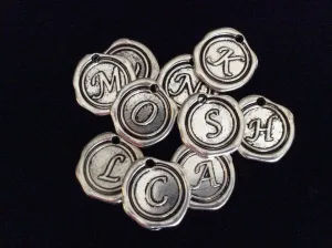 Add A Wax Stamped Style Letter Charm to an Expandable Adjustable Wire Bangle Bracelet in shop Jules Obsession