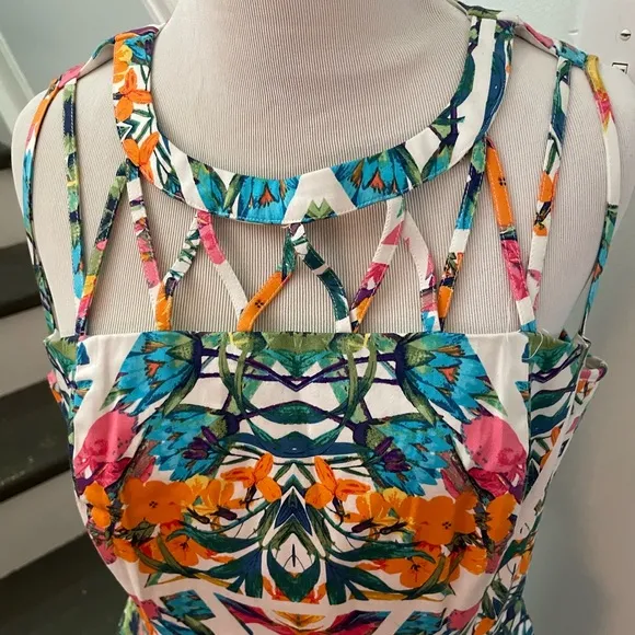 Adrianna Papell floral cut out dress