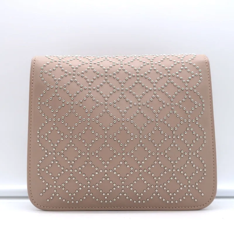 Alaia Arabesque Studded Mini Crossbody Bag Blush Leather Clutch