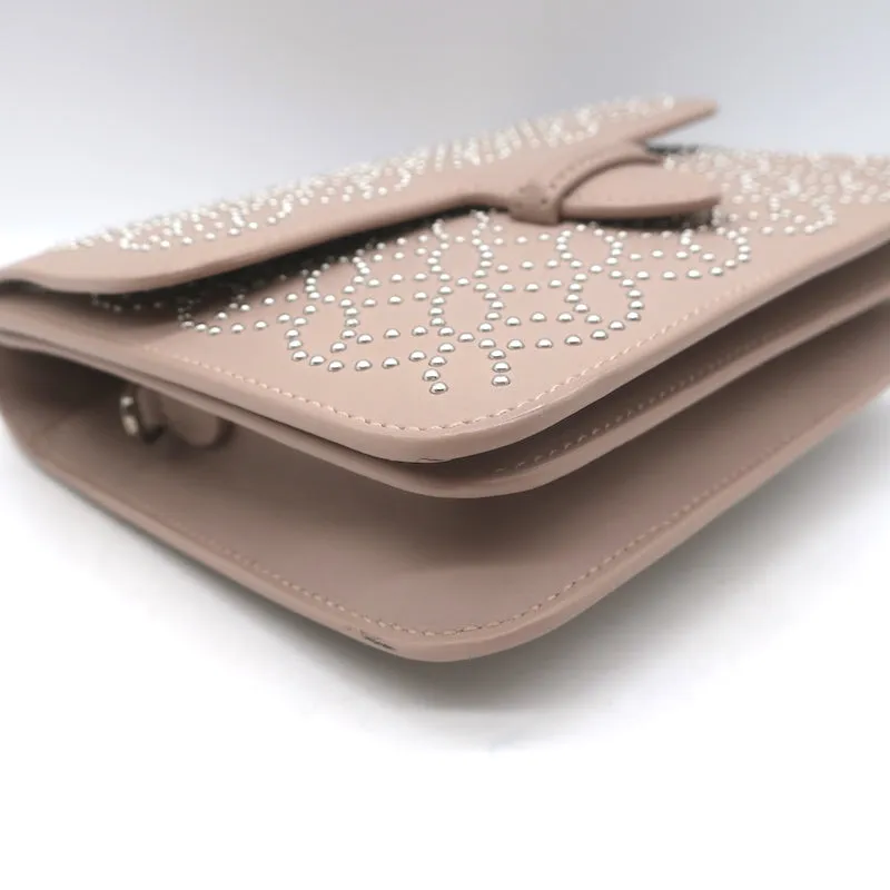 Alaia Arabesque Studded Mini Crossbody Bag Blush Leather Clutch