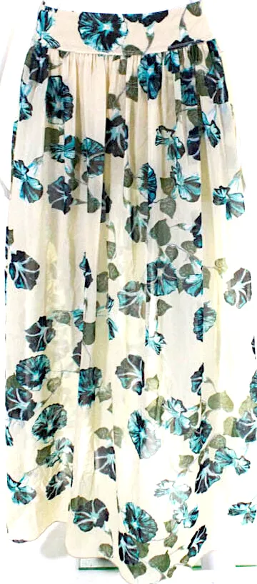 Alberta Ferretti Italy.Beige Lightweight Floral Print Lined Maxi Skirt