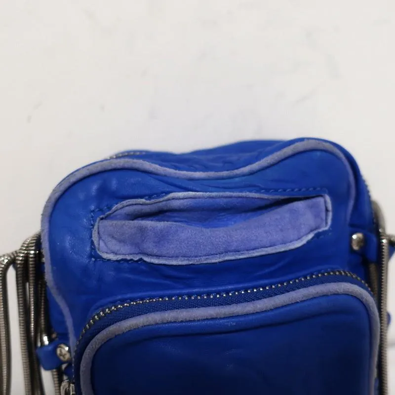 Alexander Wang Brenda Mini Camera Bag Blue Leather Chain Strap Crossbody